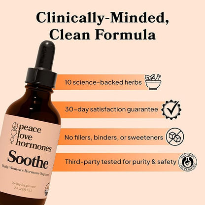 peace. love. hormones. Soothe Herbal Drops - Hormone Balance for Women - Helps Support Hormonal Balance, Menstrual Health & Helps Reduce PMS Discomfort
