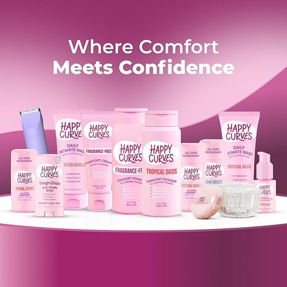 HAPPY CURVES Feminine Wash - pH Balanced Cleanser with Aloe & Vitamin E - Sulfate-Free, Paraben-Free Intimate Care for Women - Odor Control, Gentle Daily Vaginal & Sensitive Skin (Tahitian Vanilla)