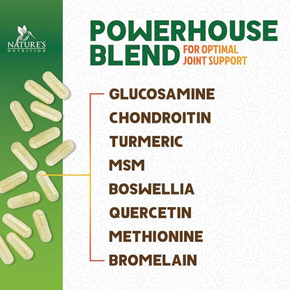Glucosamine Chondroitin MSM - Joint Support Supplement for Joint Mobility, Comfort and Cartilage Support For Men and Women - Glucosamine Complex Supplements with Turmeric & Boswellia - 240 Capsules