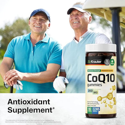 BIO KRAUTER® CoQ10 200mg for Energy Production - Coenzyme Q10 for Antioxidant & Daily Wellness - Vegan 90 CoQ10 Gummies, 45-Day Supply - Non-GMO, Banana Flavor