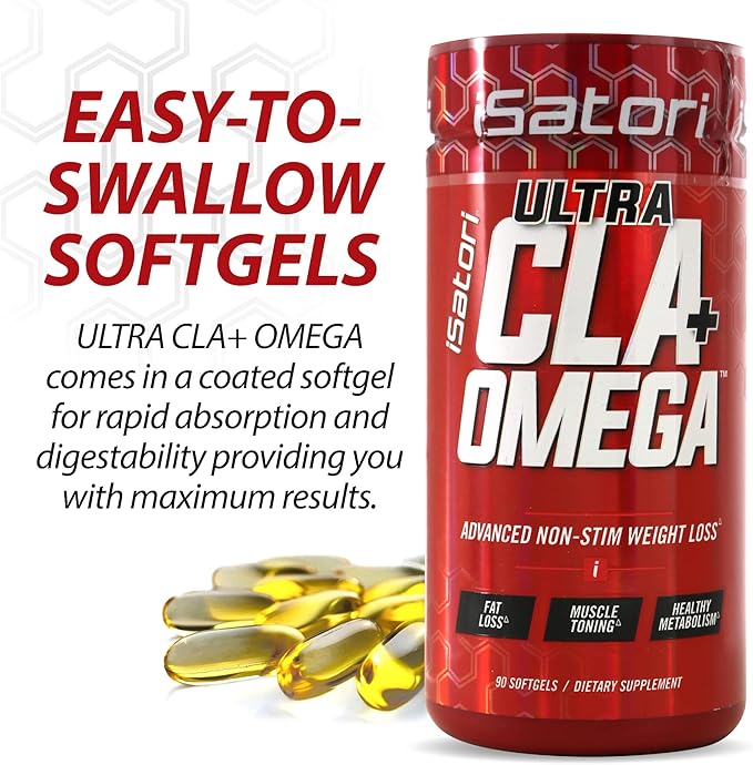 iSatori Ultra CLA Omega 3 6 9, Natural Weight Loss Fat Burner, Muscle Toner with Conjugated Linoleic Acid, Omega 3 Fish Oil & Safflower, Stimulant-Free, 90 Softgels