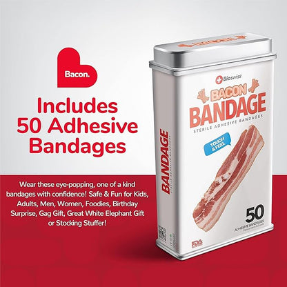 BioSwiss Bandages, Bacon Shaped Self Adhesive Bandage Set, Latex Free, Sterile Wound Care, 50 Count