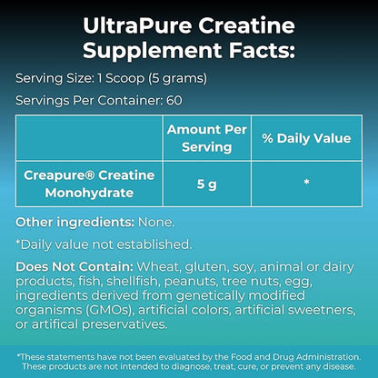 MYOXCIENCE Creapure® Creatine Monohydrate | Supports Strength & Muscle Mass, Cognition and Lean Body Mass | Unflavored 60 Servings