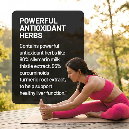 NatureWise Liver Balance Detox Supplement - Triple Repair Formula with Milk Thistle, Dandelion, Turmeric, Artichoke, Reishi Mushroom & Kudzu, Vegan - 60 Capsules[30-Day Supply]