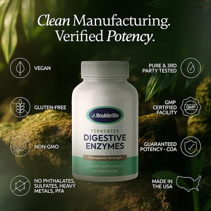 Digestive Enzymes | 40,000 USP Lipase - Prescription Strength Pancreatic Enzyme Replacement Formula for Fat Digestion, Gut Health & Nutrient Absorption - Fermented, Vegan, High Potency