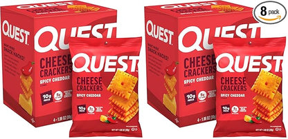 Quest Nutrition Cheese Crackers,Spicy Cheddar,10g of Protein,Low Carb,Made with Real Cheese,Protein Snack,4 Count (Pack of 2)