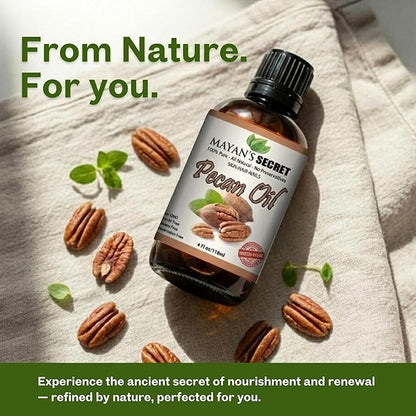 Mayan's Secret Pecan Oil - Face Oil for Women Anti Aging - Best Use for Skin Tightening, Wrinkle Prevention, and Rejuvenating Skin Cells - Protected in Amber Glass Bottle with Dropper - 4 oz