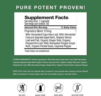 Simply Herbs Easy Go Bowel Mover - Adult Cleansing Supplement for Colon Health Support - Bowel Movement Aid - Stool Softener - Daily-Use Laxative - Plant-Based Ingredients - Vegan - 50 Count