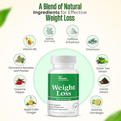 Fat Burner for Women & Men - Weight Loss Supplements with Green Tea Extract, Chromium, Vitamin B6 - Energy Booster, Belly Fat Burner & Appetite Suppressant Diet Pills - 60 Tablets