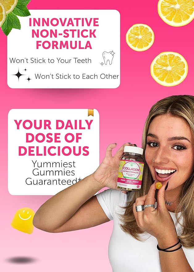 Lunakai USA Made Collagen Peptides Gummies - 200mg Non-GMO Anti-Aging Formula with Biotin, Zinc, Vitamins C & E for Hair, Skin and Nails, 3 Pack