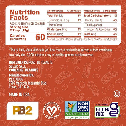 PB2 Crunchy Powdered Peanut Butter - Peanut Butter Powder with Small Crunchy Peanut Pieces