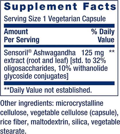 Life Extension Optimized Ashwagandha - Stress Management Supplement for a Healthy Stress Response, Focus, Memory, Stress Relief - Vegetarian, Gluten-Free, Non-GMO, 60 Capsules