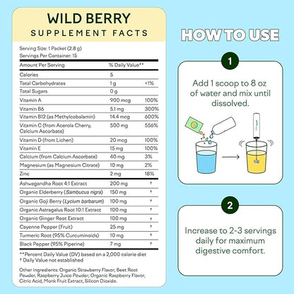 Feel Goods Immunity Icon, Vitamin C Immune Support Powder Packets - 500mg Vitamin C, Elderberry, Ginger, Turmeric & Key Vitamins for Daily Immune Health - Sugar-Free & Caffeine-Free Drink Mix Packets