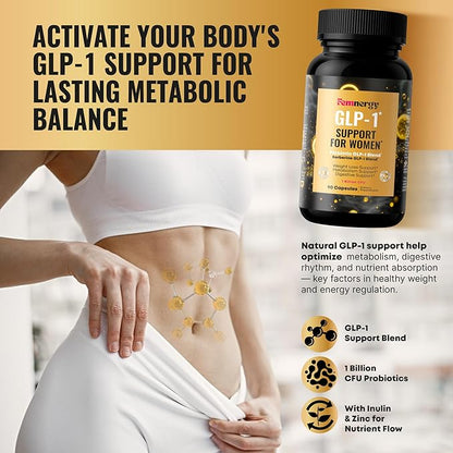 GLP-1 Support Probiotic Supplement for Weight Loss - Daily GLP1 Support with Berberine for Women to Support Metabolism Gut Wellness Boost Fat Burn - Natural Oral Probiotics