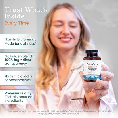 OmniCalm Cortisol Supplements for Women & Men | Stress Relief & Sleep Support with Magnesium & Ashwagandha, L Theanine | 14-in-1 Cortisol Reducer, Manager, Detox – USA