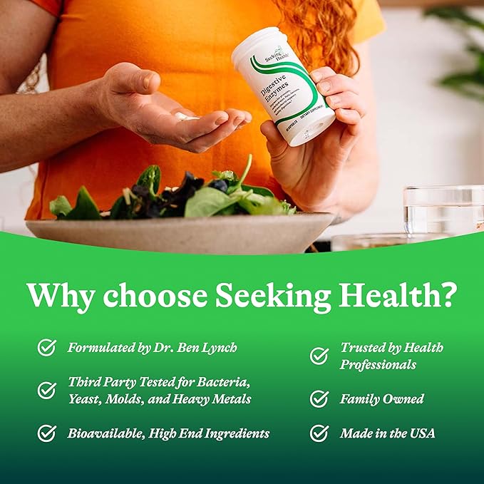 Seeking Health Digestive Enzymes- Enzymes for Protein, carbohydrates, fats, Lactose, and starches to Support Healthy Digestion- 60 Capsules
