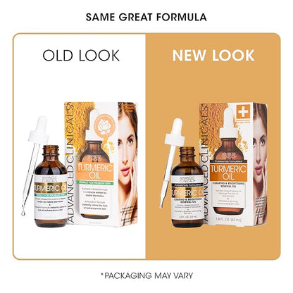 Advanced Clinicals Turmeric Oil Serum For Face | Facial Skin Care Serum With Jojoba + Coconut Oil To Improve Appearance Of Dark Spots & Uneven Skin Tone | Antioxidant Dry Skin Moisturizer, 2-Pack