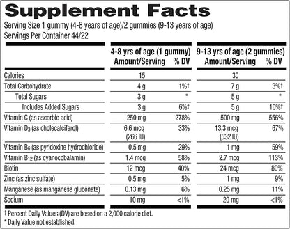 Emergen-C Kidz Vitamin C Immune Support Gummies Fun-Tastic Fruit 44CT includes Zinc, Manganese, B Vitamins and Vitamin D for Back to School Essentials