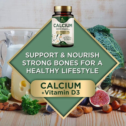 Calcium 1200 mg with Vitamin D3 Per Serving - Bone Health Supplement, Vitamin D & Calcium Supplements for Women & Men - Bone, Teeth & Immune Support, Nature's Calcium Pills, USA Bottled - 60 Tablets
