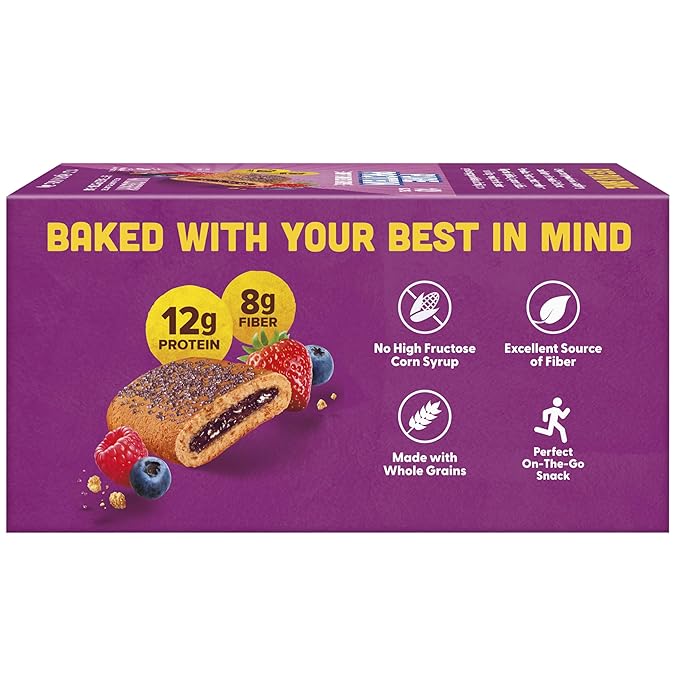 Pure Protein Wildberry Soft Baked Protein Bars – 12g Protein, 8g Fiber, Whole Grain Breakfast Bars, High Fiber, Individually Wrapped Protein Snacks for On-the-Go – 10 Count