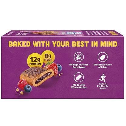 Pure Protein Wildberry Soft Baked Protein Bars – 12g Protein, 8g Fiber, Whole Grain Breakfast Bars, High Fiber, Individually Wrapped Protein Snacks for On-the-Go – 10 Count
