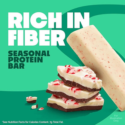 Quest Nutrition Peppermint Bark Protein Bar, 21g Protein, 4g Net Carb, 1g Sugar, Gluten Free, 12 Count