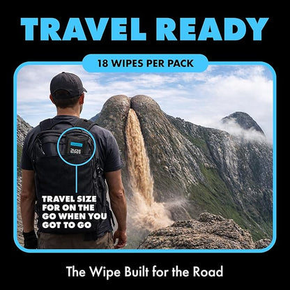 DUDE Wipes Unscented Travel Wipes - 6 Packs of 18 (108 Count) - Extra-Large Adult Flushable Wipes for Sensitive Skin - Infused with Vitamin E and Aloe - Septic and Sewer Safe