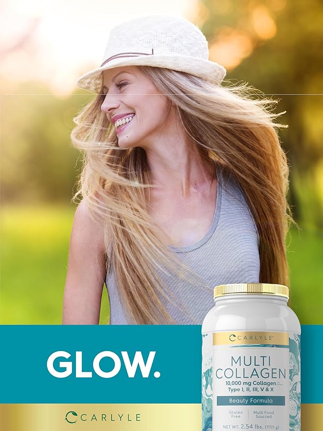 Carlyle Multi Collagen Peptides Powder 40 oz | Type I, II, III, V, X | Supplement Blend with Protein | Multi Food Sourced | Non-GMO, Gluten Free