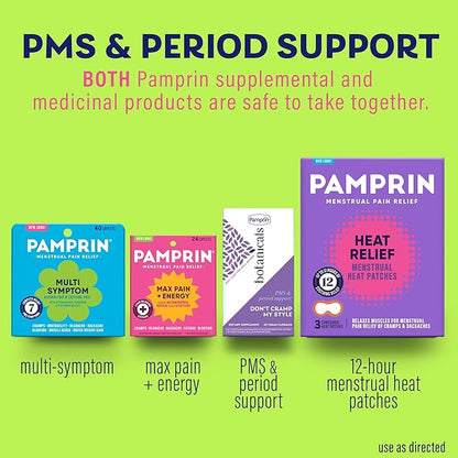 Pamprin Multi-Symptom Formula, with Acetaminophen, Menstrual Period Symptoms Relief including Cramps, Pain, Bloating, and Irritability 40 Caplets