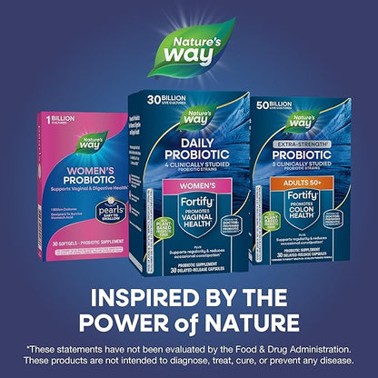 Nature's Way Fortify Daily Probiotic for Women, 30 Billion Live Cultures, 10 Strains, Prebiotics and Probiotics for Women, Supports Digestive and Immune Health* No Refrigeration Required, 30 Capsules