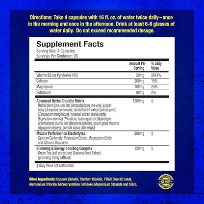 Maximum Human Performance Xpel Maximum Strength Diuretic Water Pills, for Water Retention Relief, Weight Loss Support, with Vitamin B-6 Potassium Dandelion Root, 80 Capsules, (Pack of 2)