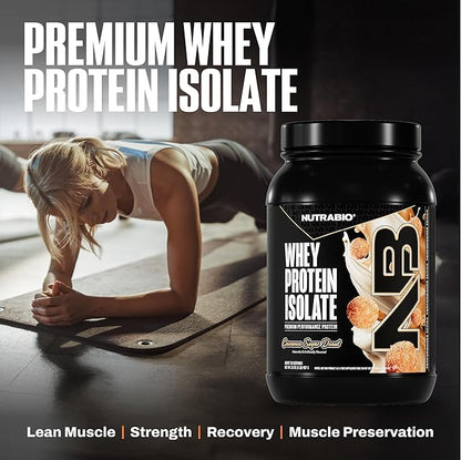 NutraBio 100% Whey Protein Isolate Protein Powder, 25g Protein with Complete Amino Acid Profile, Non-GMO, Soy & Gluten Free, Low Carb, Low Calorie Whey Protein Powder, Cinnamon Sugar Donut, 2 Lbs