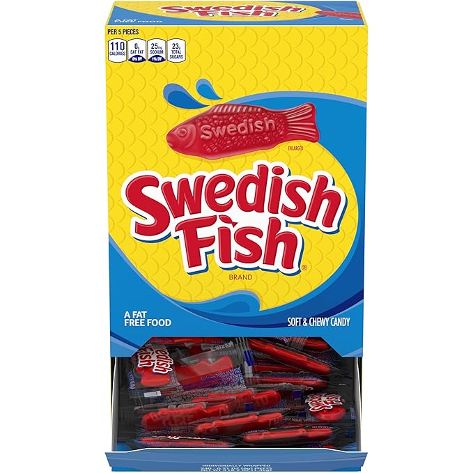 SWEDISH FISH Individually Wrapped Soft & Chewy Gummy Candy, Bulk Candy, 240 Count Box