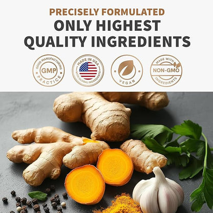 4-in-1 Turmeric Joint Support Supplements with Garlic and BioPerine - 2360 mg High Potency Herbal Blend for Mobility, Everyday Flexibility, Digestive Comfort, and Active Aging Support (120ct)