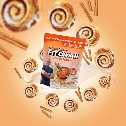 Fit Crunch Tri-Blend Whey Protein, Keto Friendly, Low Calories, High Protein, Gluten Free, Soy Free (18 Servings, Cinnamon Twist)
