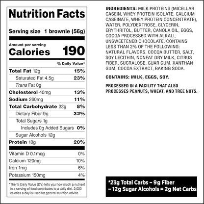 Quest Nutrition Bake Shop, Chocolate Brownies, 10g Protein, 2g Net Carbs, 1g Sugar, 4 Count