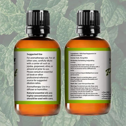 Pure Carrier and Essential Oils for Skin Care, Hair, Body Moisturizer for Face-Anti Aging Skin Care (Peppermint Oil, 4oz)