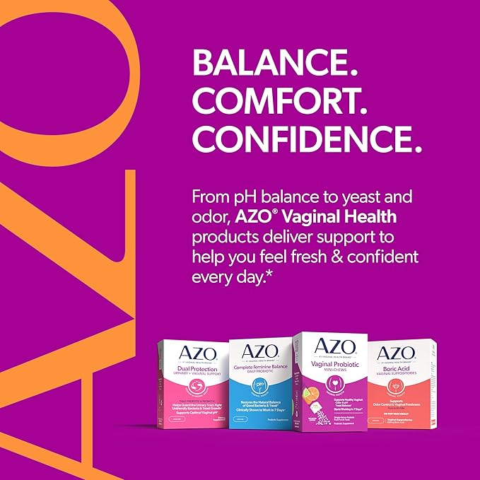 AZO Vaginal Probiotic Mini-Chews for Women, Supports Healthy Vaginal Odor, Healthy Vaginal Flora, Yeast Balance and pH*, Delicious Fruit Punch Taste, 14 Count