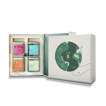 Luxmi Estates - Tea Set - Energy and Balance - 4 Packs with Organic Green, Jasmine, Ashwagandha and Hibiscus Rose Tea