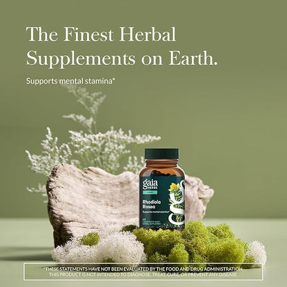 Gaia Herbs Rhodiola Rosea - Stress Support Supplement Traditionally for Supporting Healthy Stamina & Endurance* - with Siberian Rhodiola Root Extract - 60 Vegan Liquid Phyto-Caps (60 Servings)