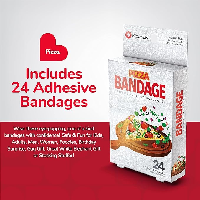 BioSwiss Bandages, Pizza Shaped Self Adhesive Bandage Set, Latex Free, Sterile Wound Care, 24 Count