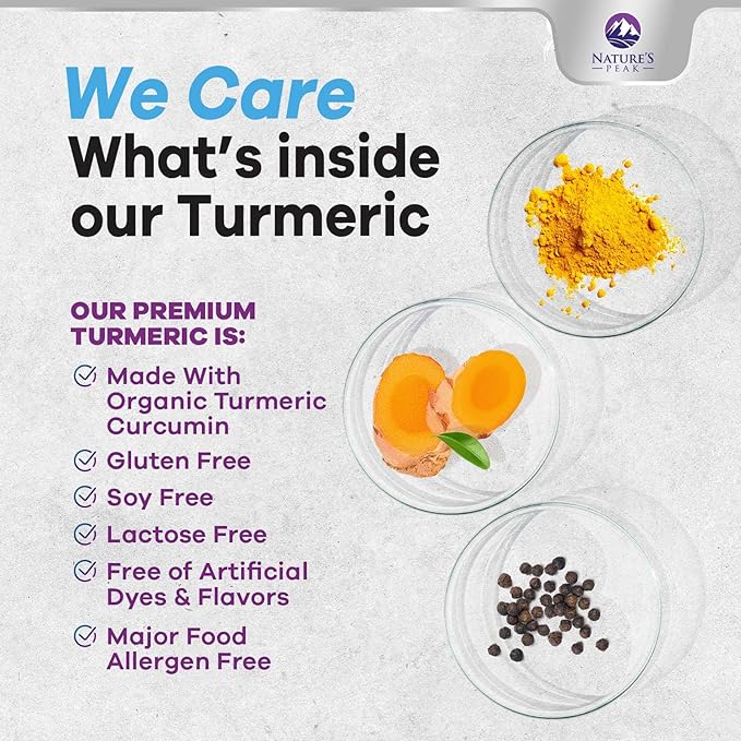 Turmeric Curcumin Supplement - 1750mg Organic Turmeric Per Serving - 95% Curcuminoids, Ginger & BioPerine Black Pepper for Best Absorption - Natural Vegan Joint Support, Bottled in USA - 240 Capsules