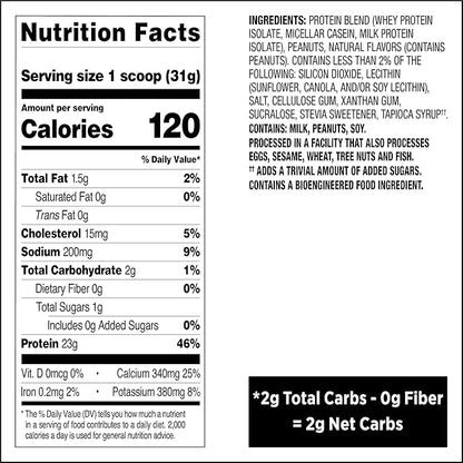 Quest Nutrition Peanut Butter Protein Powder, 23g Protein, 1g Sugar, Low Carb, Gluten Free, 3 Pound, 43 Servings