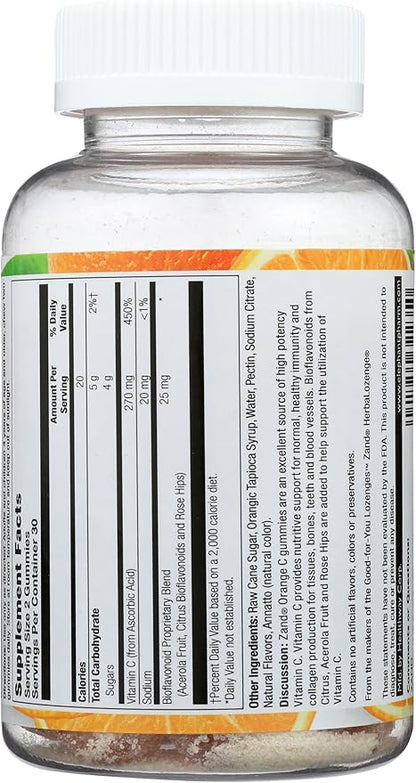 ZAND Orange C Gummies Immune Support for Adults & Kids with Vitamin C, Acerola & Rose Hips 60ct, 30 Serv. (8404327)