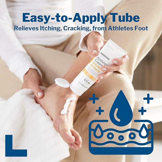 McKesson Antifungal Cream, 2% Miconazole Nitrate - Relieves Itching, Burning, Cracking from Jock Itch, Ringworm and Athlete Foot - 4 oz., 3 Count