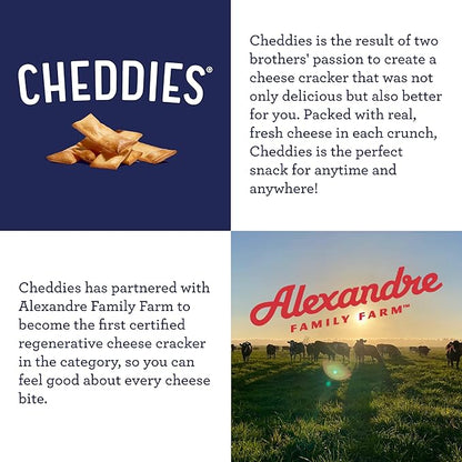 Cheddies Crackers Double Cheddar | Healthy Snacks Made with Real Cheddar Cheese and Simple Ingredients | Non-GMO | Cheesy Crackers | 4.2 Ounce (Pack of 6)