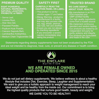THE ENCLARE NUTRITION Colon Cleanse 15 Day Gut Cleanse Pills - Colon Cleanser for Women & Men - Psyllium Probiotic Laxatives for Constipation, Bloating Relief, Detox Cleanse Weight Loss Support (1)