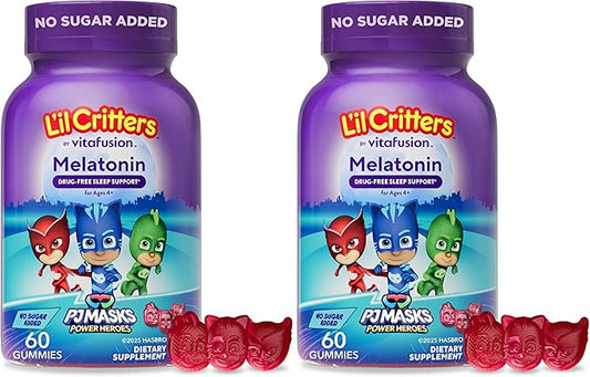 L'il Critters PJ Masks Melatonin Gummy Supplements, 60 Gummies (Pack of 2)