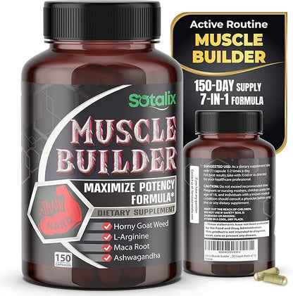 Ultra Muscle Builder Supplement with L-Arginine & Tribulus – Sports Training Support – 150 Capsules (150-Day Supply)