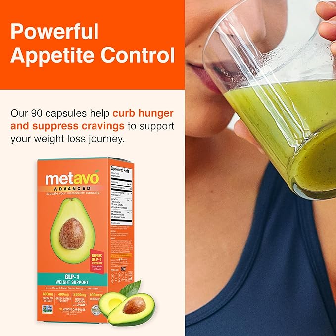 Metavo Advanced Weight Support – Natural Diet Supplements with Essential Nutrients for Promoting Wellness, Enriched with Avocados, Green Tea, Chromium & Green Coffee, 90 Easy-to-Swallow Diet Pills
